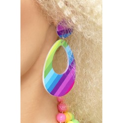 Ladies 80s Neon Teardrop Fancy Dress Earrings