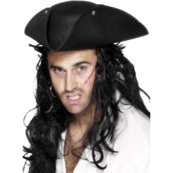 Black Tricorn Pirate Hat
