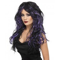Gothic Bride Wig, Black and Purple