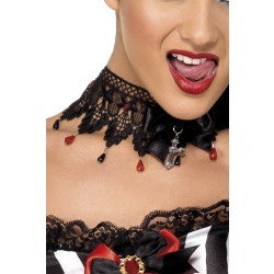 Gothic Ribbon and Lace, Beaded Necklace