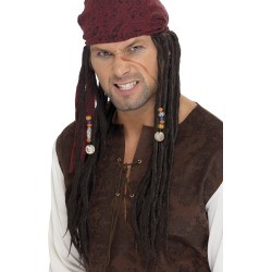 Pirate Wig & Scarf,Brown