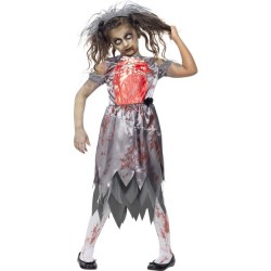 Girls Zombie Bride Halloween Fancy Dress Costume