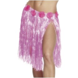 Hawaiian Hula Skirt, Neon Pink
