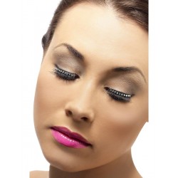 Black Eyelashes With Black Crystals 
