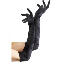 Black Velveteen Gloves 