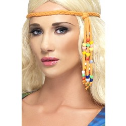 1960s Hippie Beaded Headband Brown