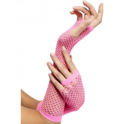 Fishnet Long Pink Gloves