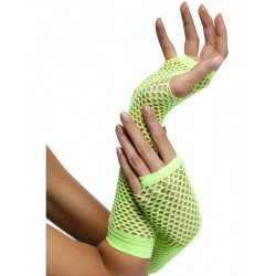 Fishnet Long Neon Green Gloves