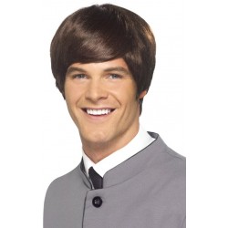 60s Short Male Mod Wig Brown