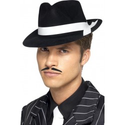 Black Al Capone Hat With White Band