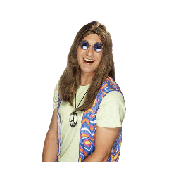 Adult Brown Hippy Fancy Dress Wig