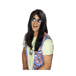 Adult Black Hippy Fancy Dress Wig