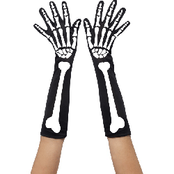 Halloween Fancy Dress Long Skeleton Gloves