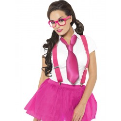 Ladies Geek Schoolgirl Fancy Dress Costume