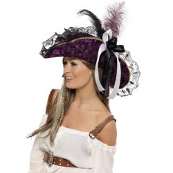 Ladies Fever Marauding Fancy Dress Pirate Hat With Feathers