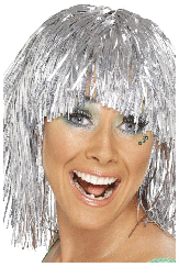 Silver Tinsel Wig