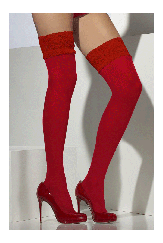 Sheer Red Lace Top Stockings
