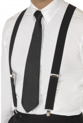Black 1920s Elasticated Braces