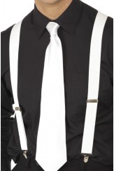 White 1920s Elasticated Braces