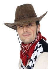 Suede Look Cowboy Hat Brown