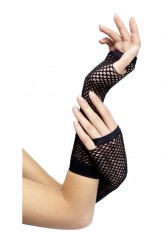 Fishnet Long Black Gloves
