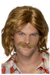 70s Super Trouper Wig & Moustache Brown