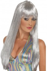 70s Silver Glitter Disco Wig