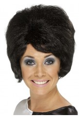 60s Beehive Wig Black
