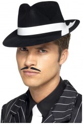 Black Al Capone Hat With White Band