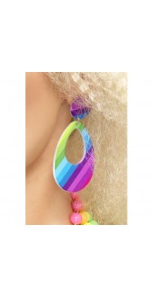 Ladies 80s Neon Teardrop Fancy Dress Earrings