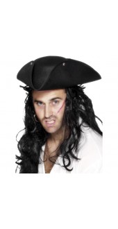 Black Tricorn Pirate Hat
