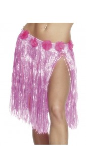 Hawaiian Hula Skirt, Neon Pink