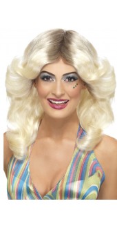 70s Flick Wig Blonde With Roots
