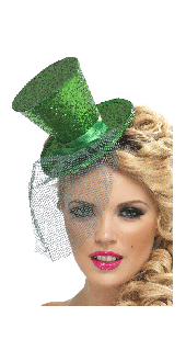 Green Glitter Mini Top Hat