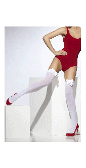White With Blue Bow Hold Ups