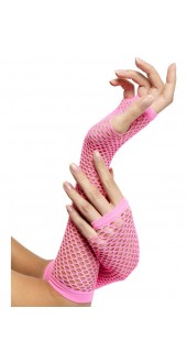 Fishnet Long Pink Gloves