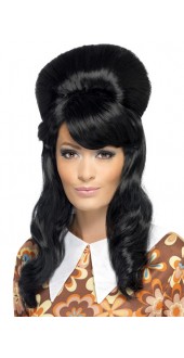 60s Brigtte Bouffant Wig Black
