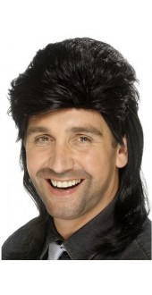 80s Mullet Wig Black