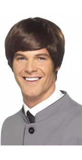 60s Short Male Mod Wig Brown