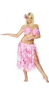 Adult Pink Leaf Hawaiian Skirt Smiffys
