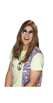 Adult Brown Hippy Fancy Dress Wig