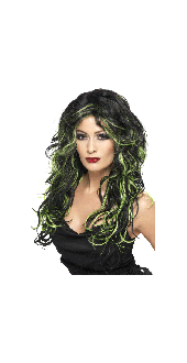 Black And Green Gothic Bride Wig