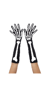 Halloween Fancy Dress Long Skeleton Gloves