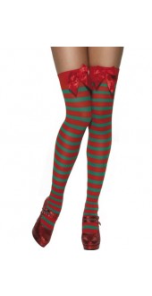 Ladies Stripy Thigh High Elf Stockings
