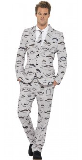 Mens Moustache Stand Out Fancy Dress Suit