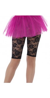 Ladies 80s Black Lace Fancy Dress Cycling Shorts